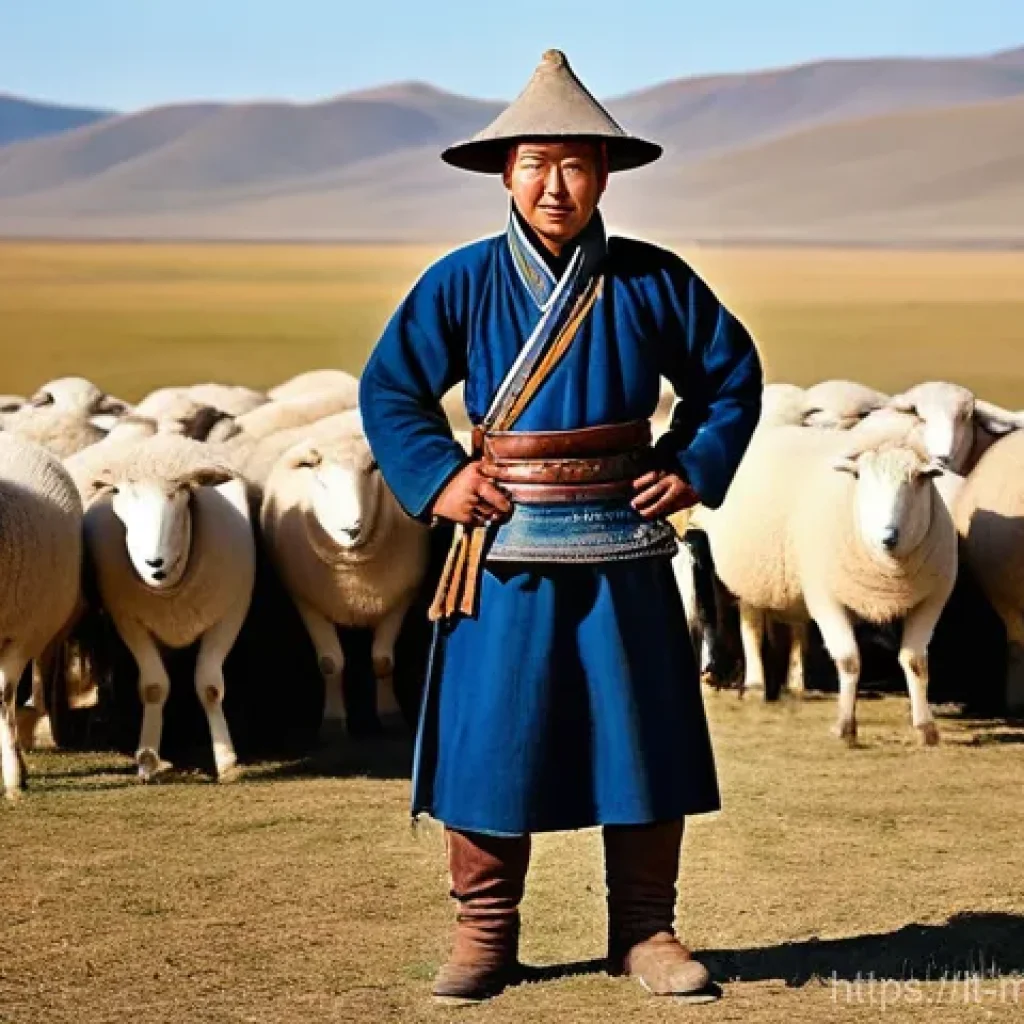 몽골 전통 복식 문화 - **Prompt 1: Everyday Life in the Steppe**
"A candid, realistic portrait of a Mongolian man in hi...