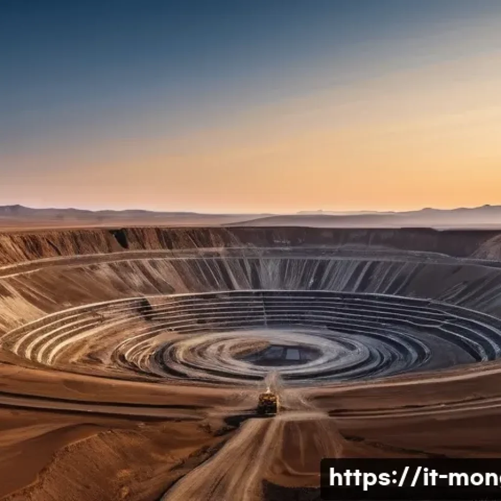 몽골 수출 주요 품목 - **Mining the Golden Steppe: Modernity and Resources**
A grand, cinematic shot of a massive, mode...