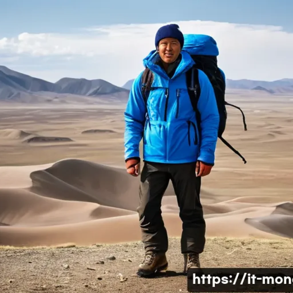 몽골에서의 하이킹 필수 정보 - **Prompt:** A resilient male or female traveler, appearing mid-shot, stands confidently amidst the v...