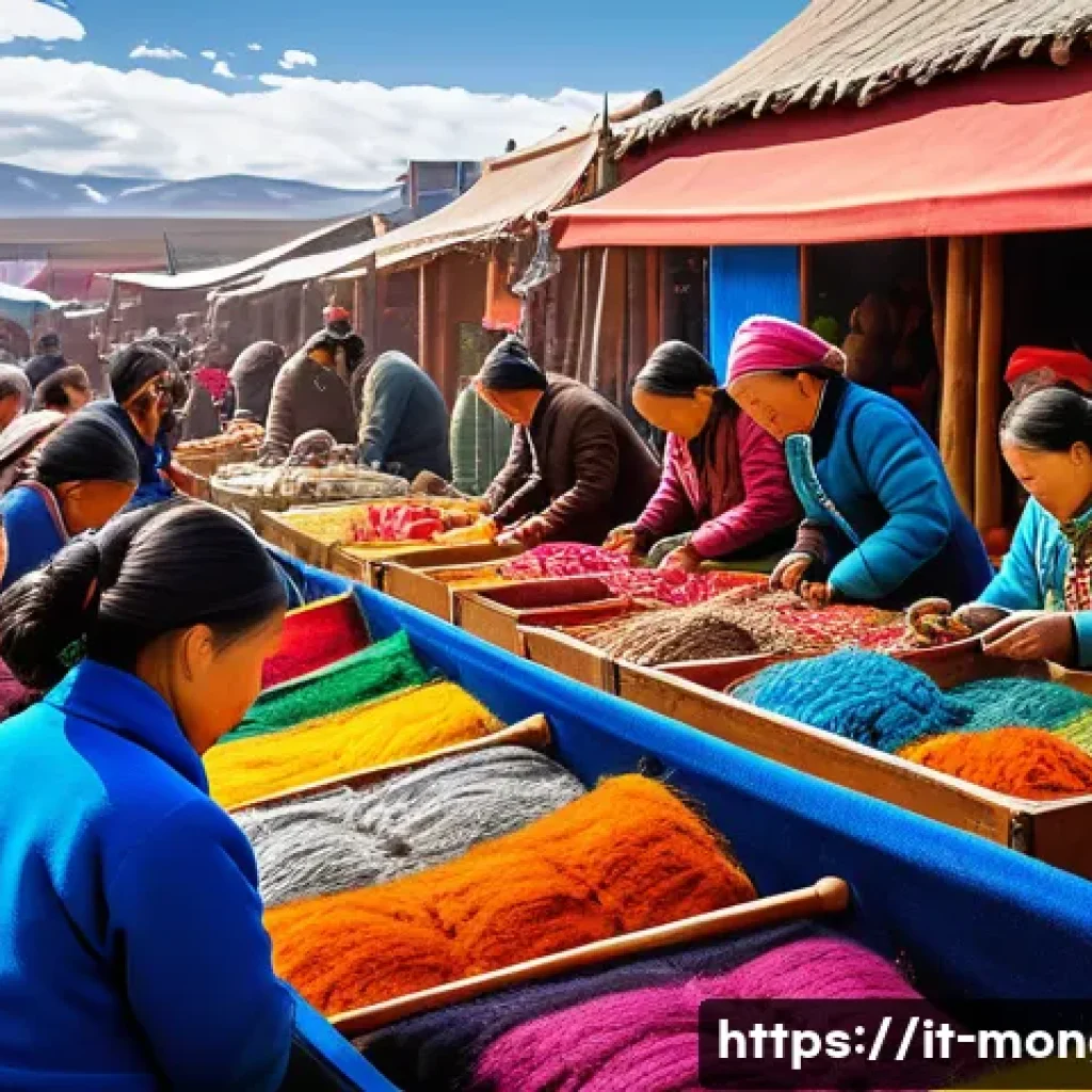 몽골 재래시장과 상인 문화 - A vibrant Mongolian traditional market scene during daytime, featuring warmly dressed female vendors...
