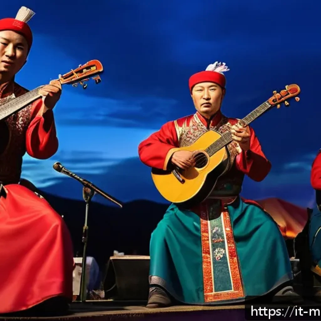 몽골 유명 연예인 - A dynamic live concert scene featuring The Hu, a Mongolian band blending traditional folk instrument...