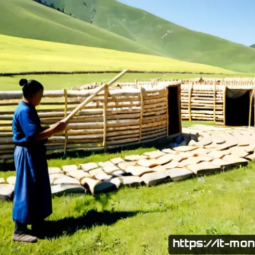 Home 30 몽골 게르 설치 방법 - Photorealistic documentary scene of a Mongolian ger being assembled on a sunlit meadow in the Italia...